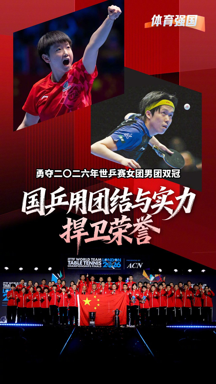 开云体育app下载-国乒包揽2026世乒赛男女团冠军，孙颖莎王楚钦全胜夺最佳|中国乒乓球队|乒乓|世界乒乓球锦标赛|斯韦思林杯|考比伦杯_新浪体育_新浪新闻